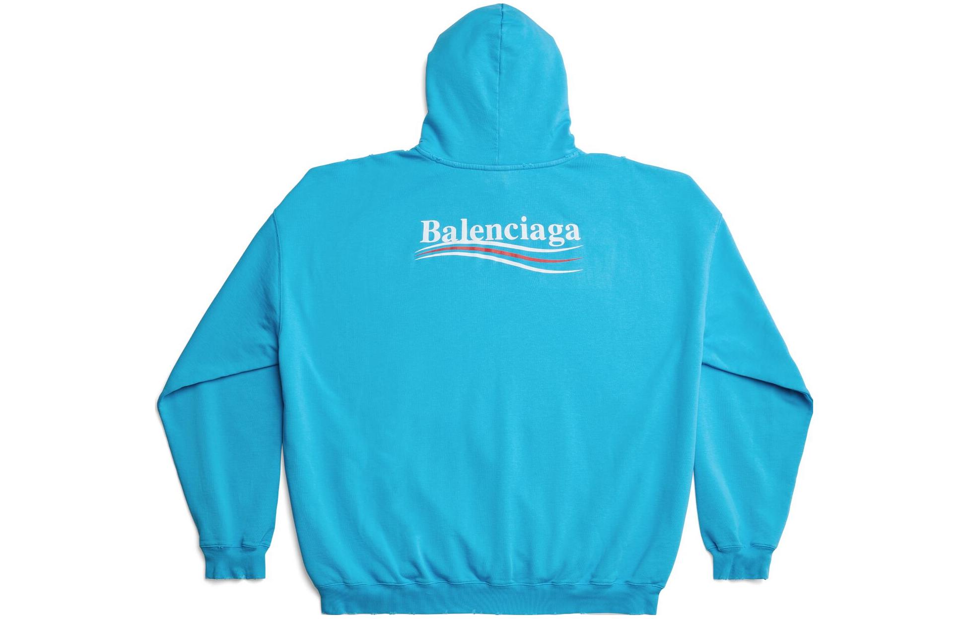 Balenciaga SS23  Blue Logo Print Oversized Hoodie Long Sleeve Casual Style 620973TNVG64760 圖 3