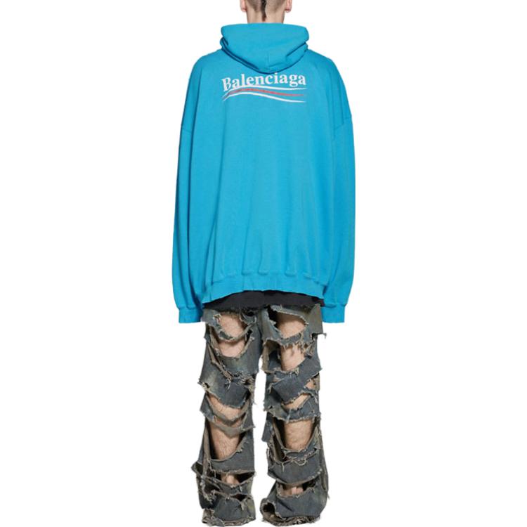 Balenciaga SS23  Blue Logo Print Oversized Hoodie Long Sleeve Casual Style 620973TNVG64760 圖 5