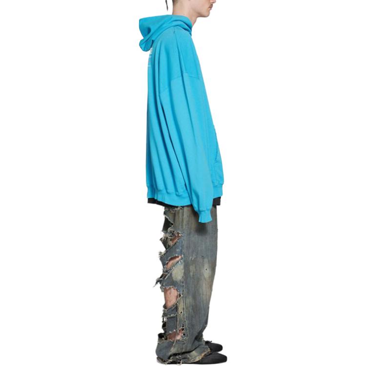 Balenciaga SS23  Blue Logo Print Oversized Hoodie Long Sleeve Casual Style 620973TNVG64760 圖 6