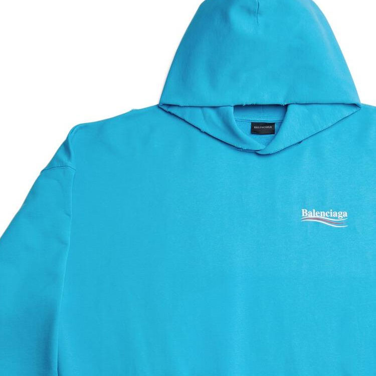 Balenciaga SS23  Blue Logo Print Oversized Hoodie Long Sleeve Casual Style 620973TNVG64760 圖 7