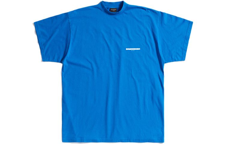 Balenciaga SS23  Blue Loose Fit T-Shirt with Logo Print. 712398TMVJ64024