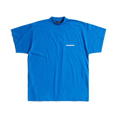 Balenciaga SS23 Blue Loose Fit T-Shirt with Logo Print. 712398TMVJ64024