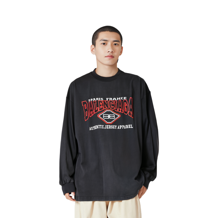 Shop Balenciaga SS23  Brown Letter Print Oversized Crewneck Sweatshirt 693949TMVA91000