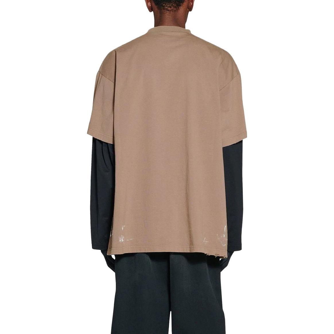 Shop Balenciaga SS23 棕色寬鬆版Logo印花圓領T恤。 712398TMV887761