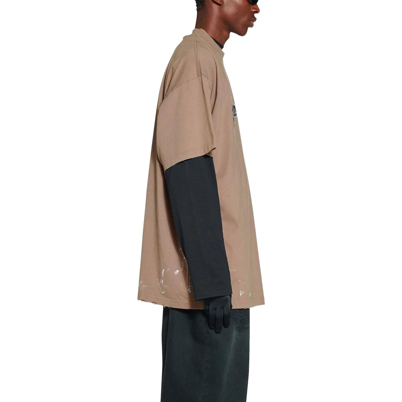 Purchase Balenciaga SS23 棕色寬鬆版Logo印花圓領T恤。 712398TMV887761