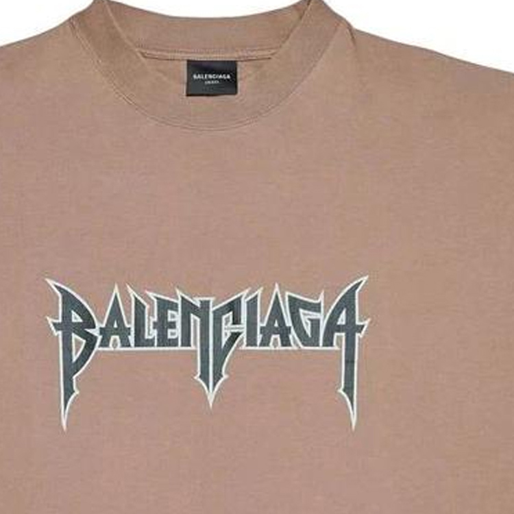 Sizing Balenciaga SS23 棕色寬鬆版Logo印花圓領T恤。 712398TMV887761