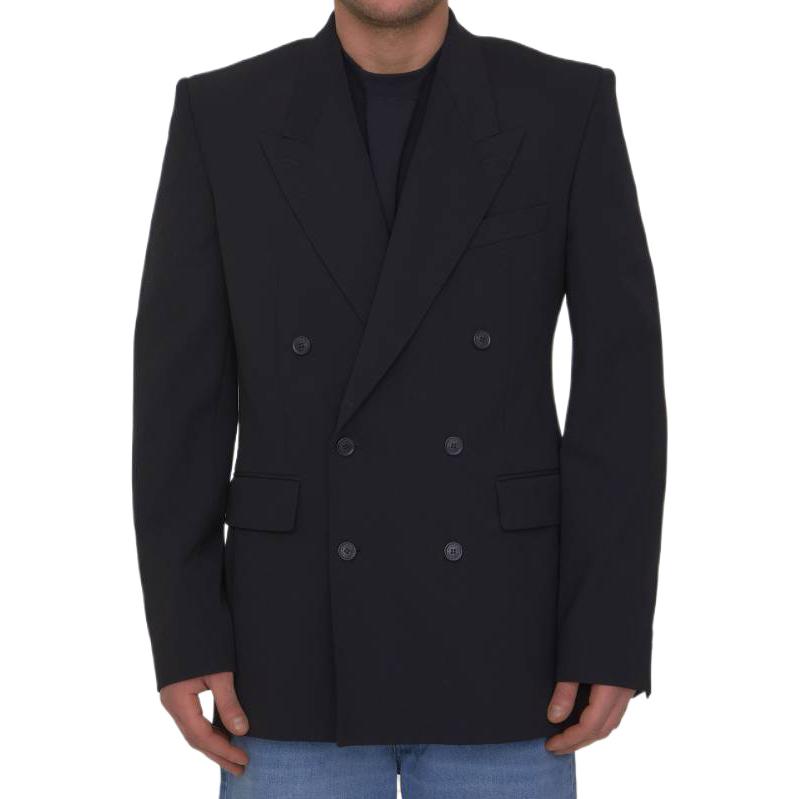 Shop Balenciaga SS23 Blazer Hitam Berkancing Dua 725195TNT031000