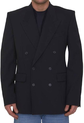 Balenciaga SS23 Blazer Hitam Berkancing Dua 725195TNT031000 Shop Balenciaga SS23 Blazer Hitam Berkancing Dua 725195TNT031000