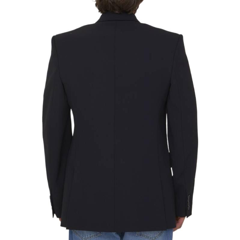 Purchase Balenciaga SS23 Blazer Hitam Berkancing Dua 725195TNT031000