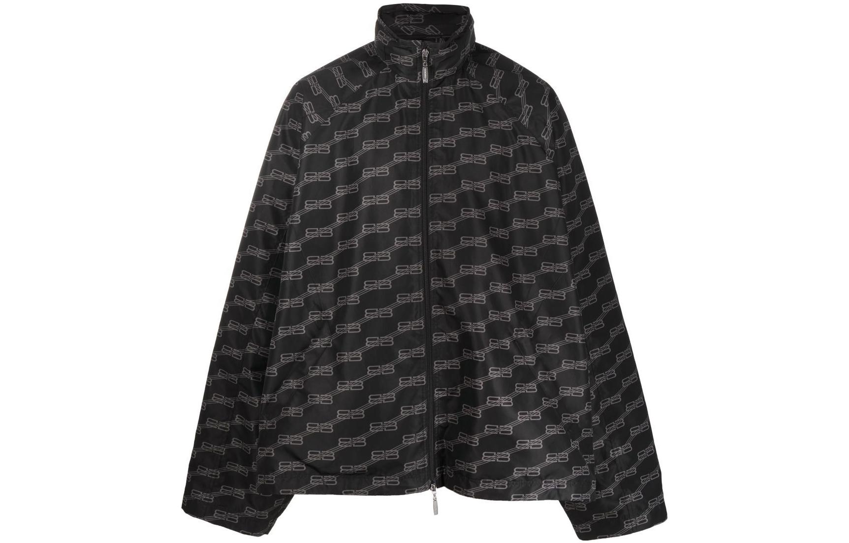 Balenciaga SS23  Logo Print High-Neck Zip-Up Jacket Black 704494TML331269