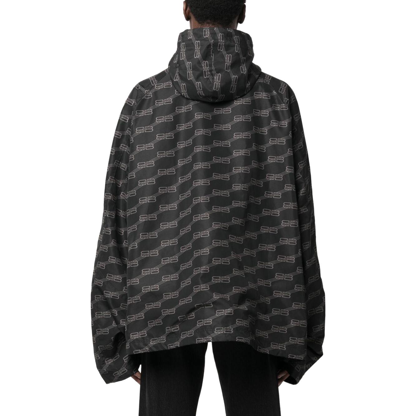 Shop Balenciaga SS23 Jaket Zip-Up Leher-Tinggi Logo Cetak Hitam 704494TML331269