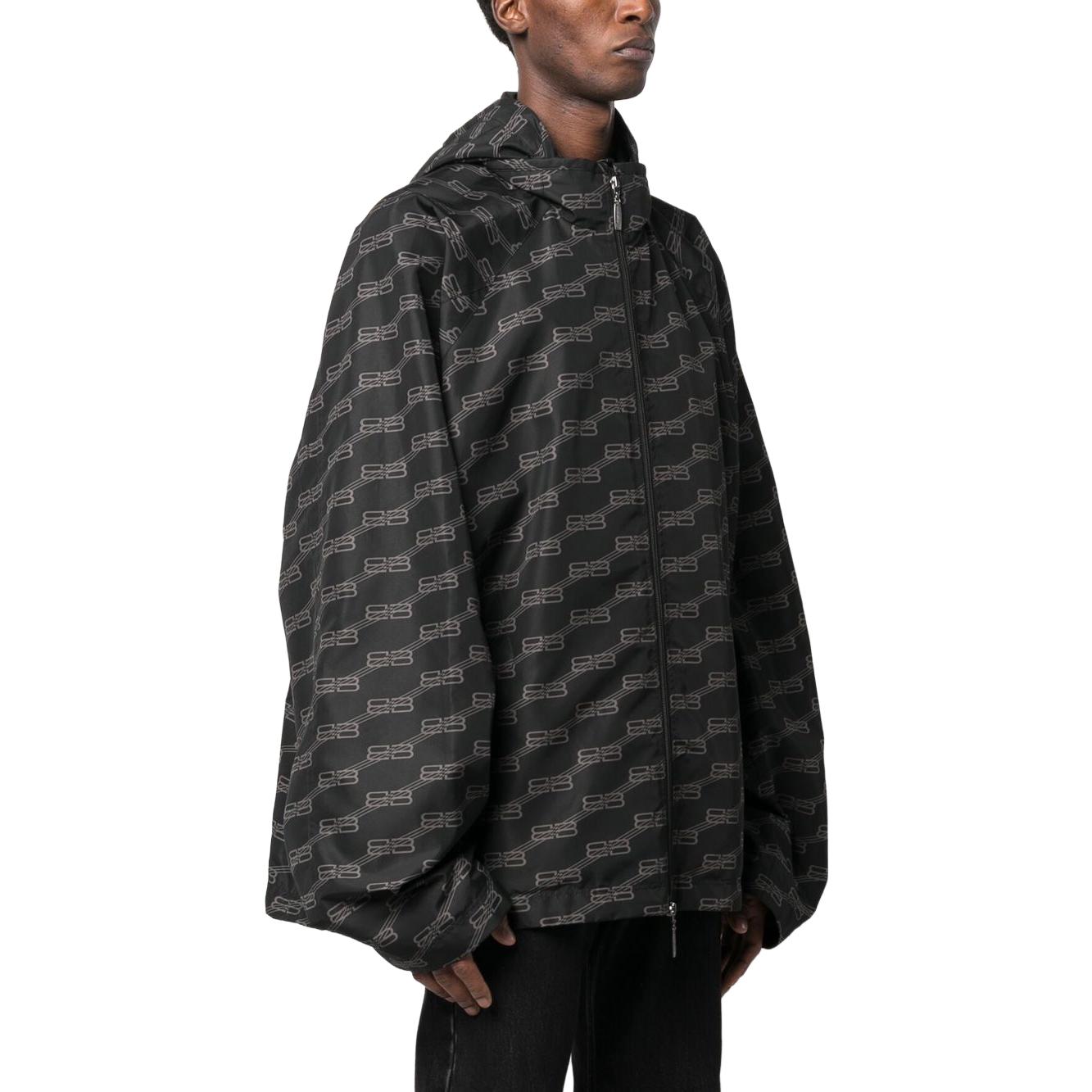 Purchase Balenciaga SS23 Jaket Zip-Up Leher-Tinggi Logo Cetak Hitam 704494TML331269