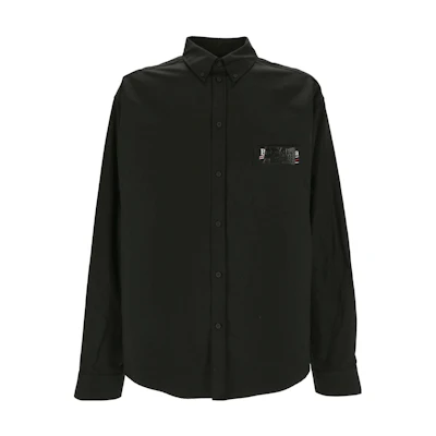 Balenciaga SS23 Long-Sleeve Solid Black Button-Up Shirt. 719874TYB181000