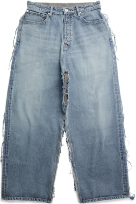 巴黎世家SS23拼接宽松直筒牛仔裤蓝色 738751TNW014012 Order 巴黎世家SS23拼接宽松直筒牛仔裤蓝色 738751TNW014012