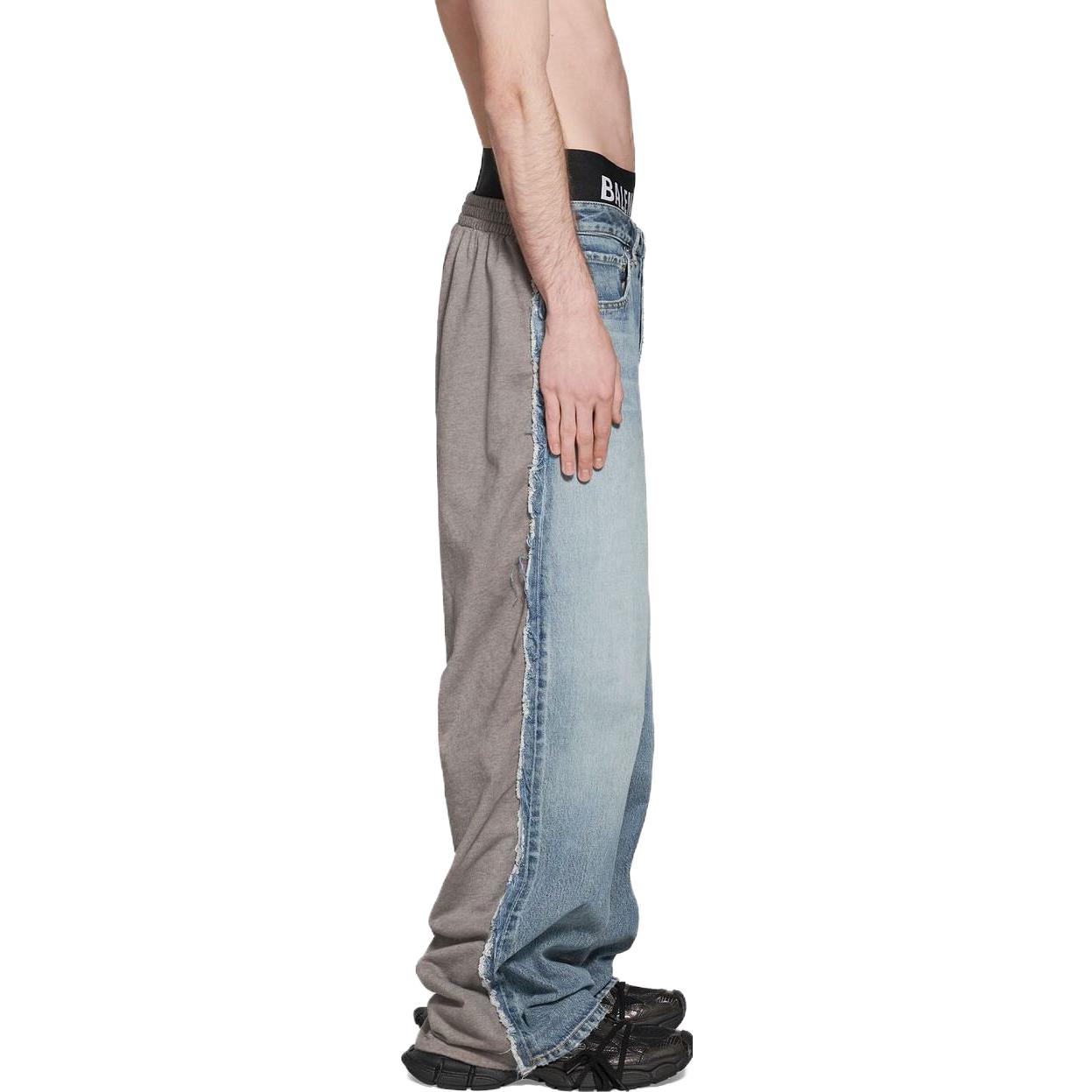 Details for 巴黎世家SS23拼接宽松直筒牛仔裤蓝色 738751TNW014012