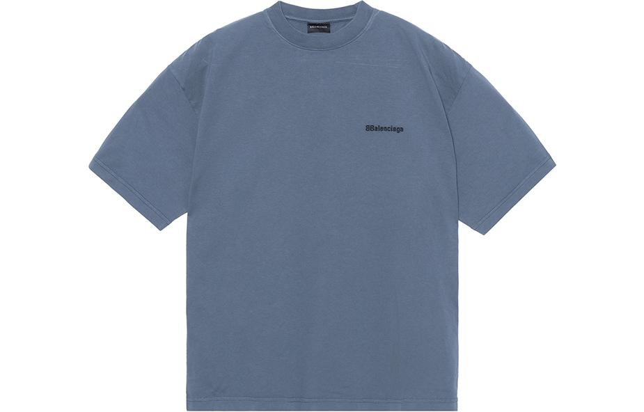 Balenciaga SS23  Solid Color Crewneck T-Shirt Deep Blue 612966TNVG74183