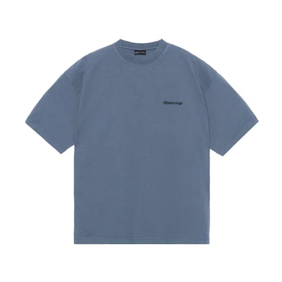 Balenciaga SS23 Solid Color Crewneck T-Shirt Deep Blue 612966TNVG74183