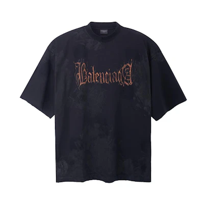 Balenciaga SS23 Abstract Logo Print Oversized Black Unisex T-Shirt. 744439TOVE11055
