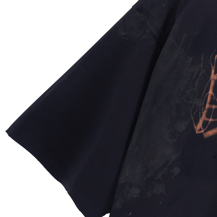 Purchase バレンシアガ SS23 抽象ロゴプリント オーバーサイズ ブラック ユニセックス Tシャツ 744439TOVE11055