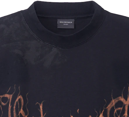 巴黎世家 SS23 抽象标志印花黑色宽松款男女同款T恤. 744439TOVE11055 Details for 巴黎世家 SS23 抽象标志印花黑色宽松款男女同款T恤. 744439TOVE11055