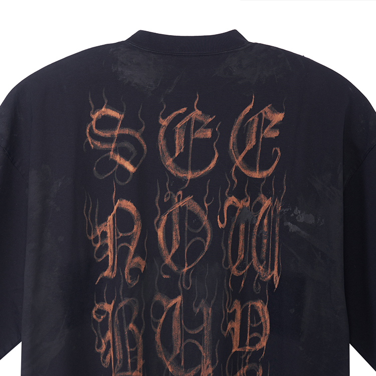 Cheap バレンシアガ SS23 抽象ロゴプリント オーバーサイズ ブラック ユニセックス Tシャツ 744439TOVE11055