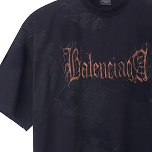 バレンシアガ SS23 抽象ロゴプリント オーバーサイズ ブラック ユニセックス Tシャツ 744439TOVE11055 1