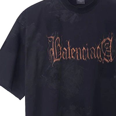 巴黎世家 SS23 抽象标志印花黑色宽松款男女同款T恤. 744439TOVE11055 1