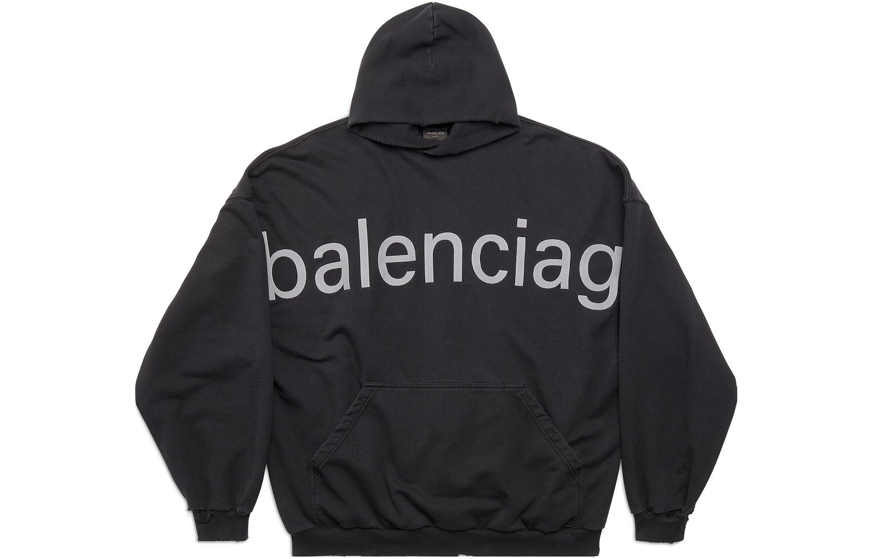 Balenciaga SS23 Alphabet Logo Print Black Hoodie Unisex Oversized Fit. 739024TOVN98151