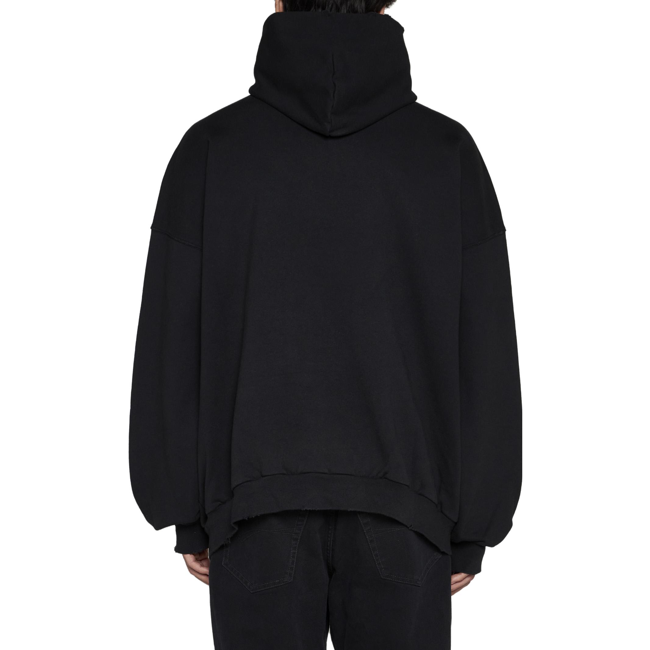 Sizing 巴黎世家SS23字母logo印花黑色连帽衫男女同款宽松版型。 739024TOVN98151