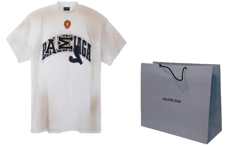 Balenciaga SS23 Beige Oversized Unisex Embroidered Logo T-Shirt. 739028TOVN29012 圖 4
