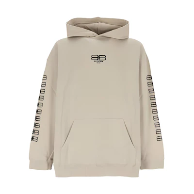 Balenciaga SS23 Beige Solid Color Logo Print Hoodie Long Sleeve. 570811TMVG69364