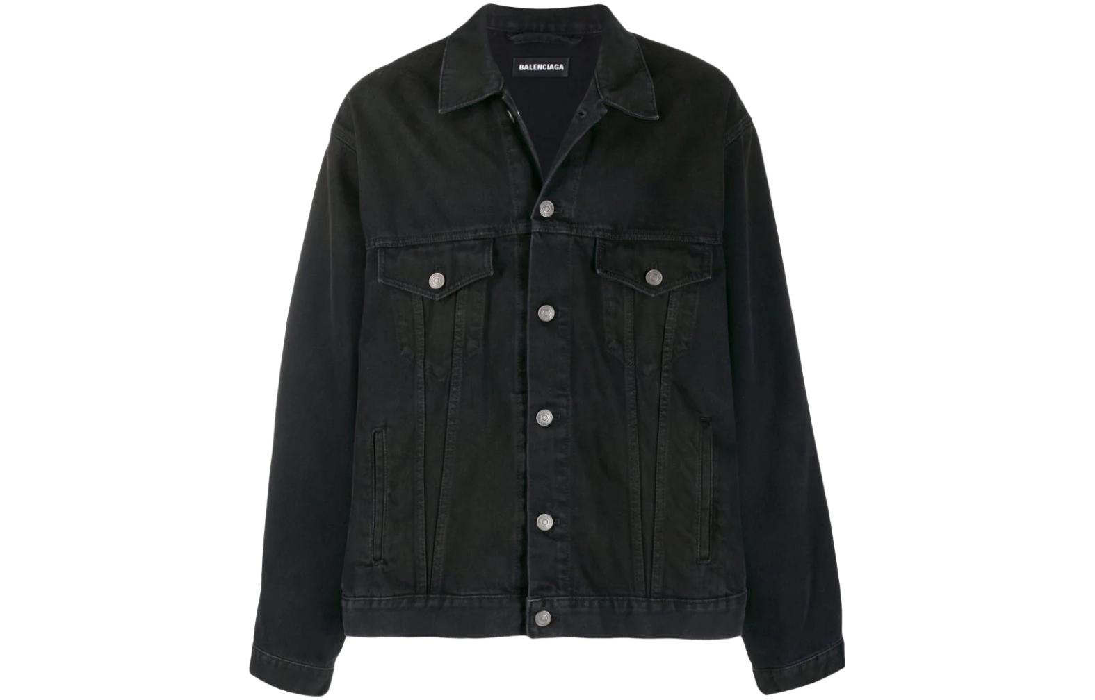 Balenciaga SS23 Black Denim Jacket with Back Letter Embroidery -  Regular Fit. 583229TEW351976 圖 2