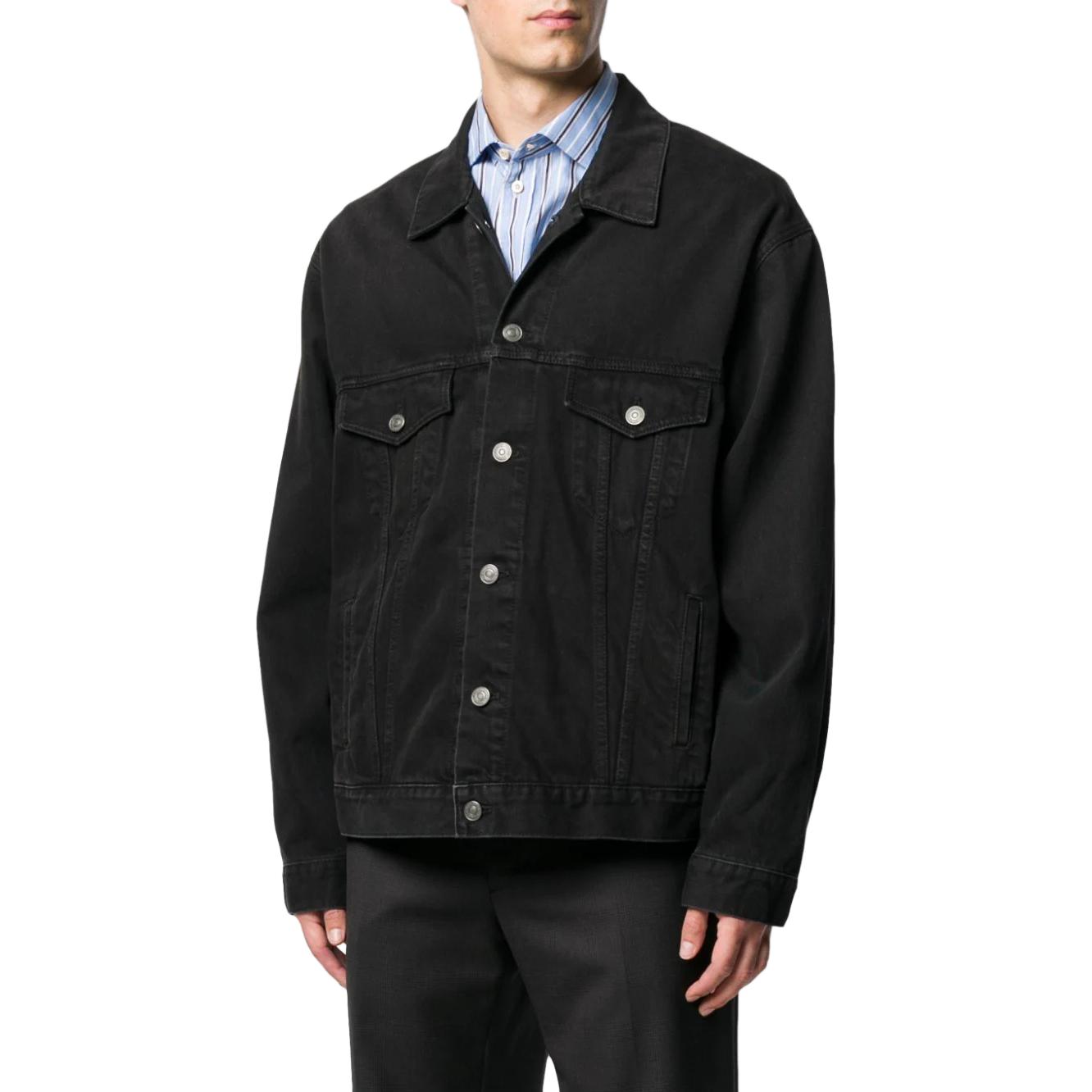 Balenciaga SS23 Black Denim Jacket with Back Letter Embroidery -  Regular Fit. 583229TEW351976 圖 3