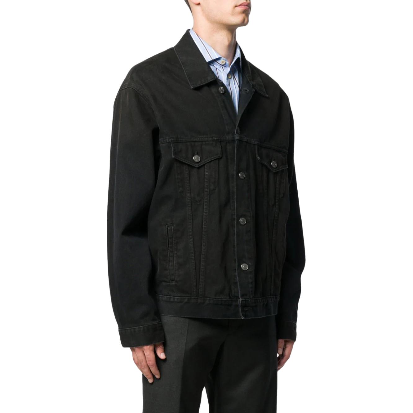 Balenciaga SS23 Black Denim Jacket with Back Letter Embroidery -  Regular Fit. 583229TEW351976 圖 5