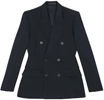 Balenciaga SS23 Black Double-Breasted Blazer Jacket Regular Fit 725192TNT031000 Balenciaga SS23 Black Double-Breasted Blazer Jacket Regular Fit 725192TNT031000