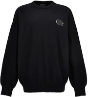 Balenciaga SS23 Black Embroidered Print Crewneck Sweater Regular Fit. 719158T32631000 Balenciaga SS23 Black Embroidered Print Crewneck Sweater Regular Fit. 719158T32631000