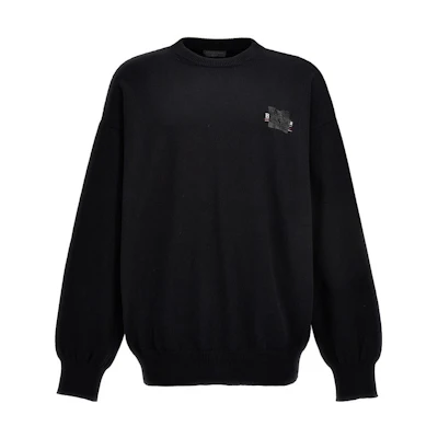 Balenciaga SS23 Black Embroidered Print Crewneck Sweater Regular Fit. 719158T32631000