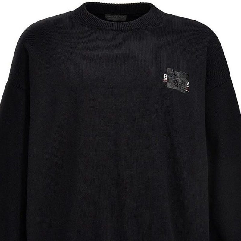 Details for Balenciaga SS23 Black Embroidered Print Crewneck Sweater  Regular Fit. 719158T32631000