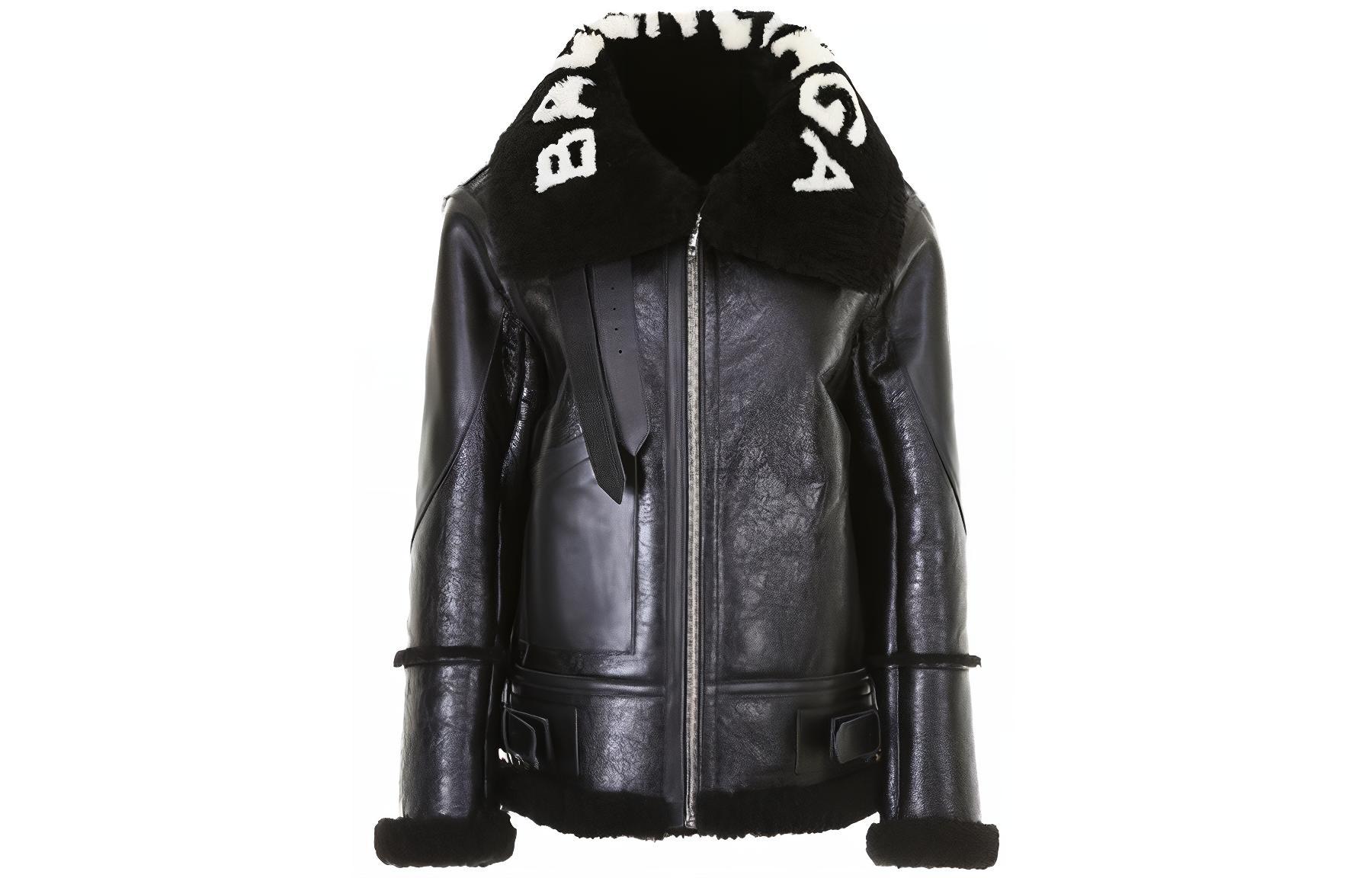 Balenciaga SS23 Black Letter Logo Zip-Up Long-Sleeve Jacket 518095-TSH11-9095