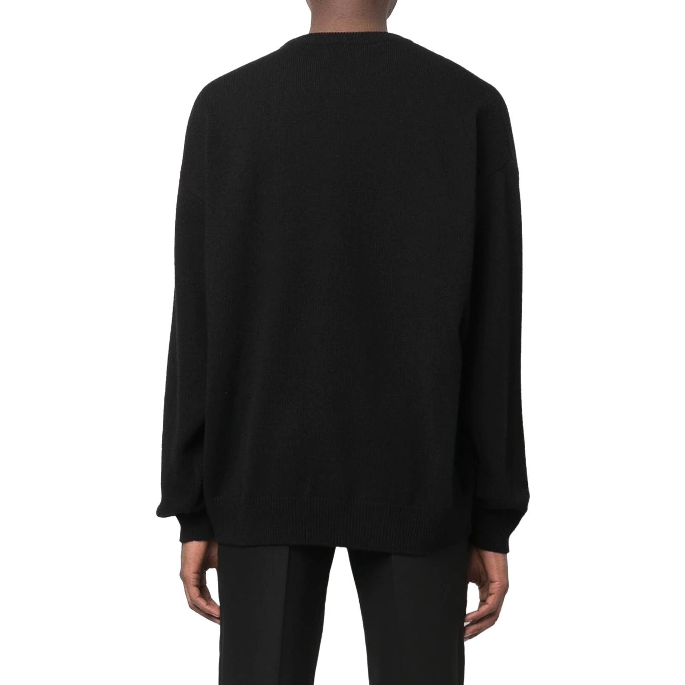 Balenciaga SS23 Black Logo Print Ribbed Crewneck Cashmere Sweater Men. 696143T41281000 圖 5
