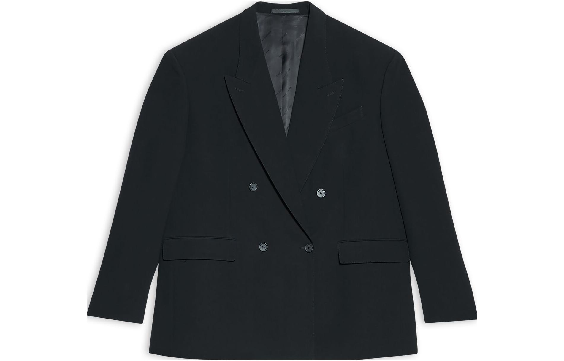 Balenciaga SS23 Black Oversized Double-Breasted Blazer Jacket Unisex 728794TNT111000