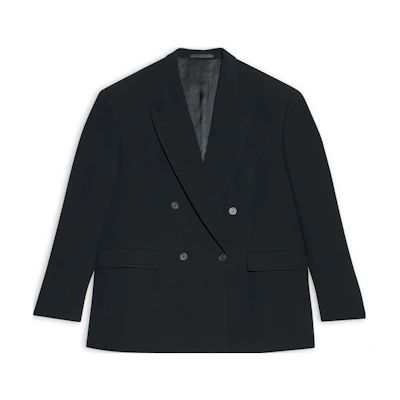 Balenciaga SS23 Black Oversized Double-Breasted Blazer Jacket Unisex 728794TNT111000