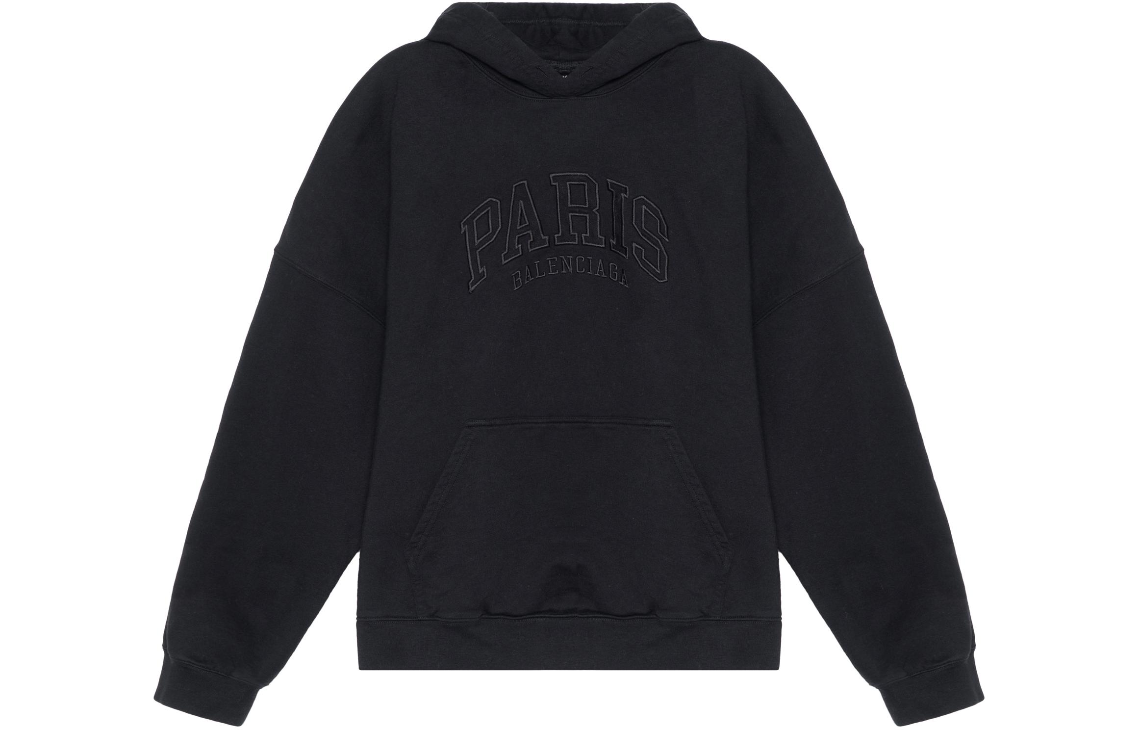 Balenciaga SS23 Black Oversized Hoodie with Letter Logo Print Unisex. 674986TLVL81069