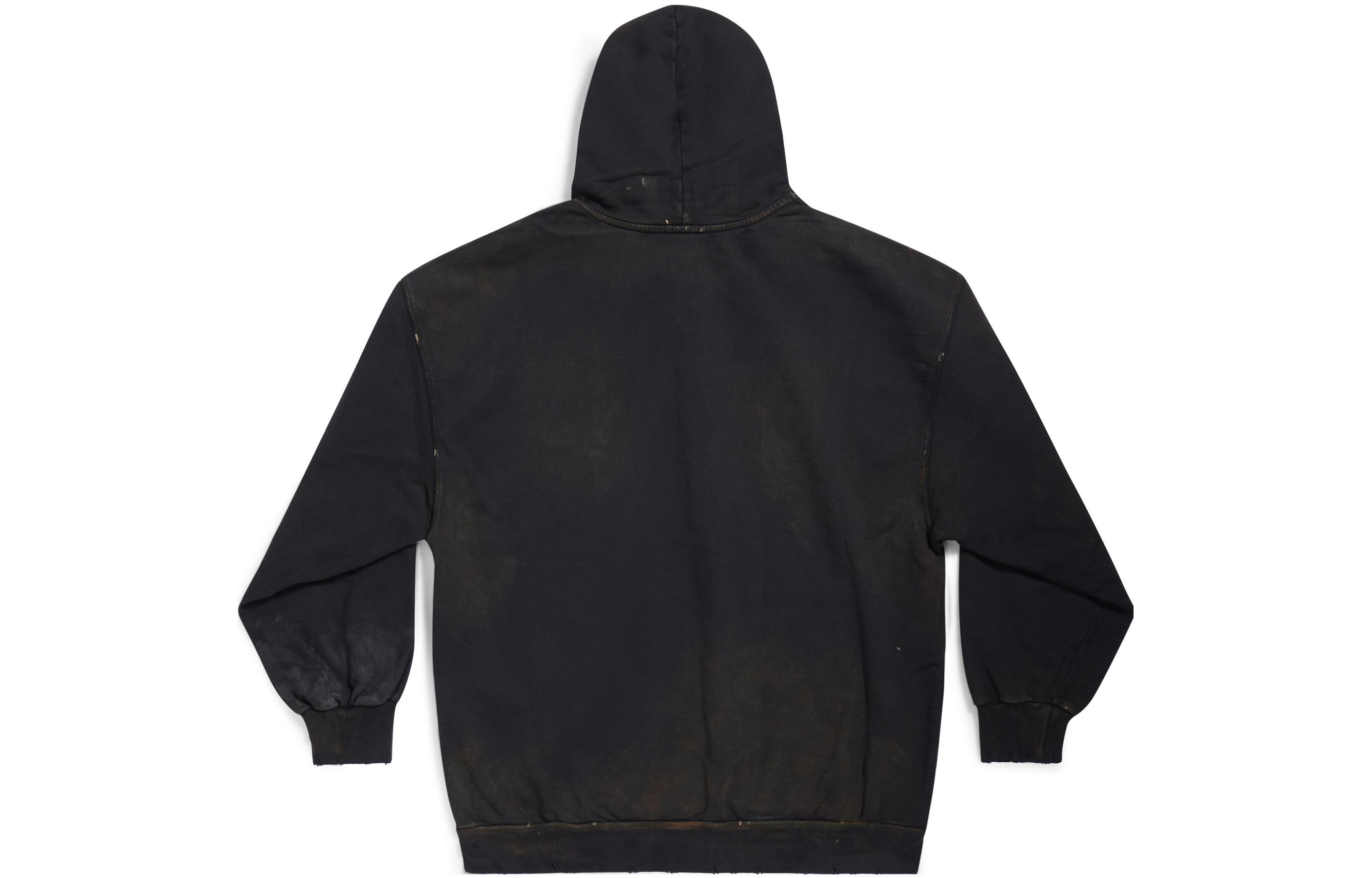 Lookbook 巴黎世家 SS23 男士黑色罗纹袖口连帽外套标准版型。 744454TOVI41055