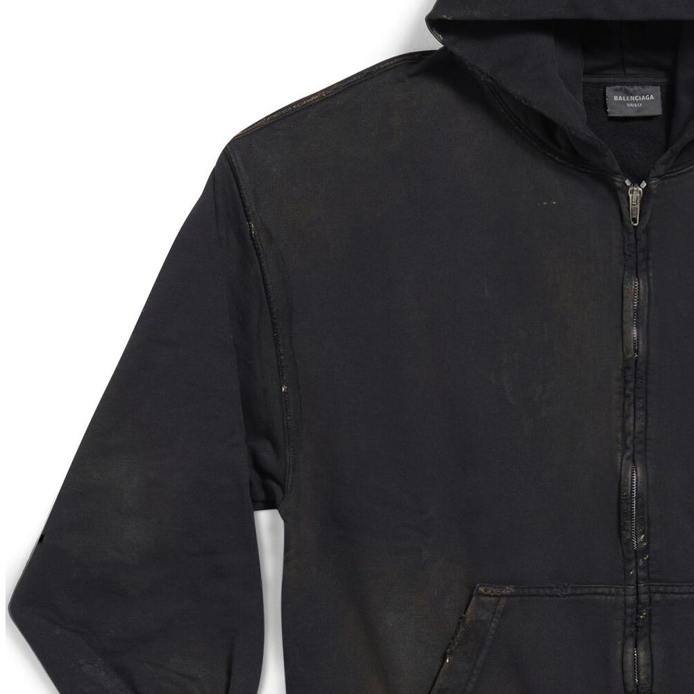 Details for 巴黎世家 SS23 男士黑色罗纹袖口连帽外套标准版型。 744454TOVI41055