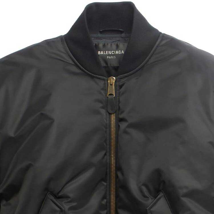 Sizing Balenciaga Jaket Zip-Up Hitam SS23 Unisex Potongan Longgar 746470TLO251000