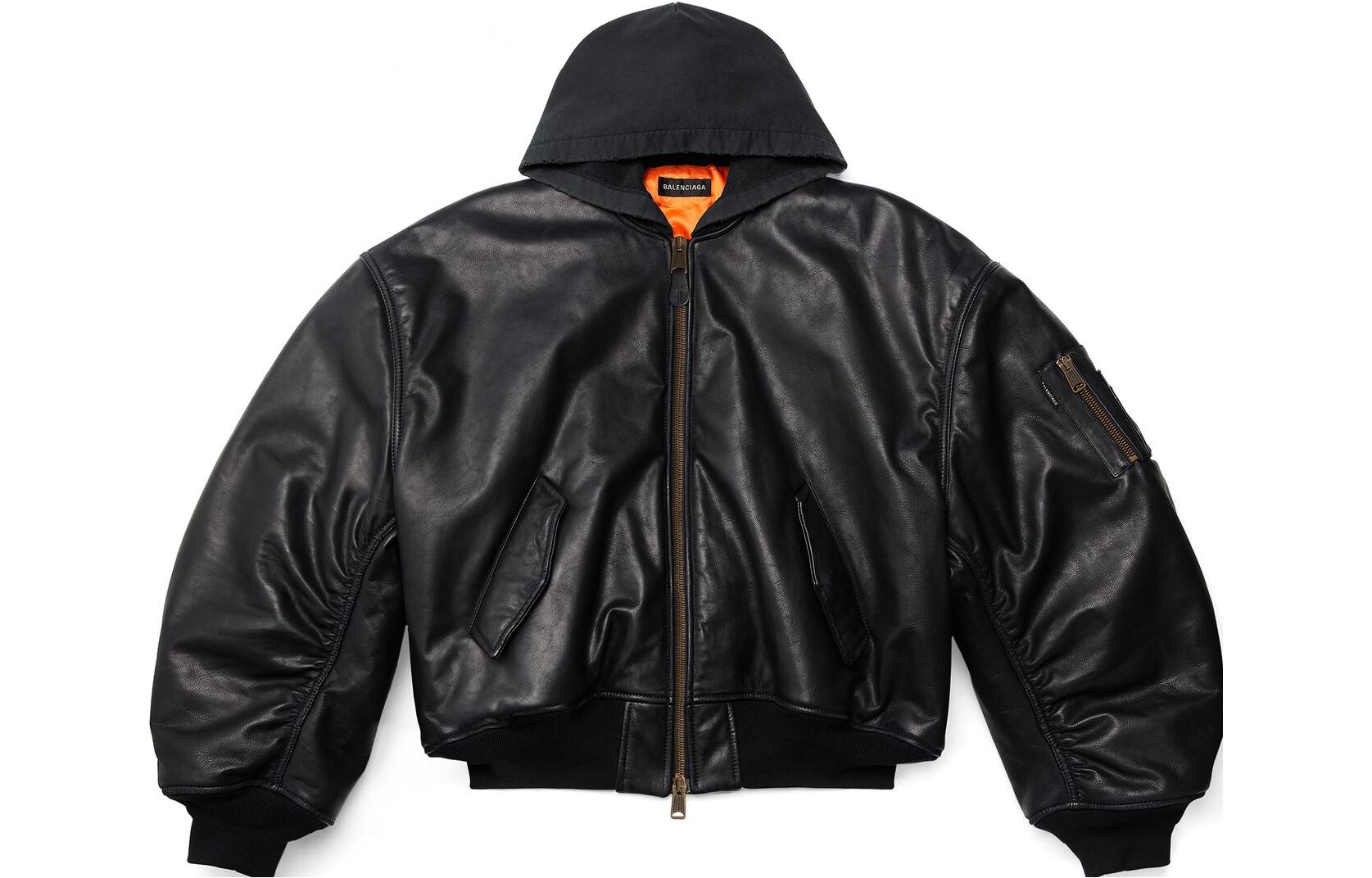 Balenciaga SS23 Black Solid Zip-Up Hoodie Bomber Jacket Unisex Oversized Fit 750953TOS171000