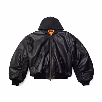 Balenciaga SS23 Black Solid Zip-Up Hoodie Bomber Jacket Unisex Oversized Fit 750953TOS171000
