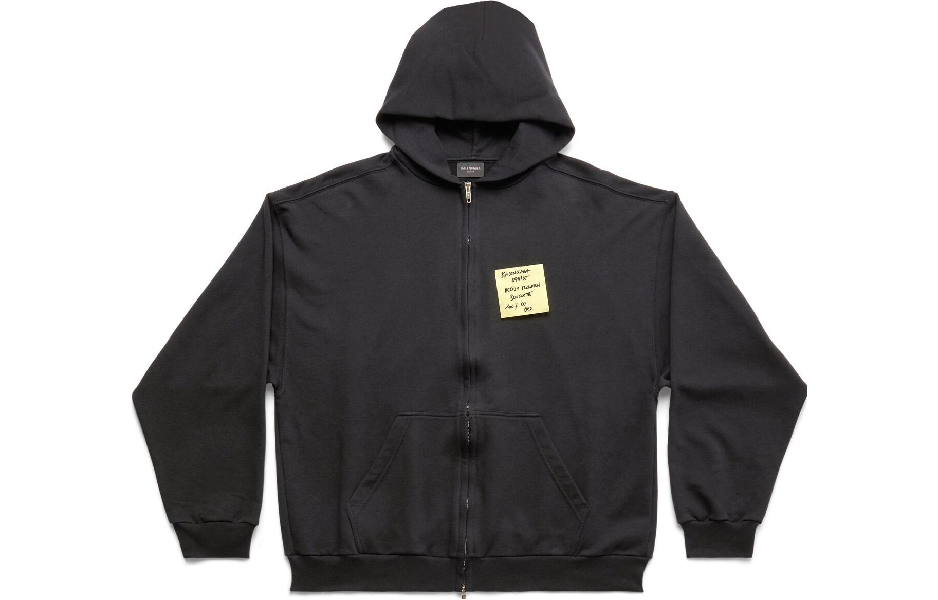 Order 巴黎世家 SS23 黑色拉链连帽卫衣 男女同款 标准版型 744457TOVD31055