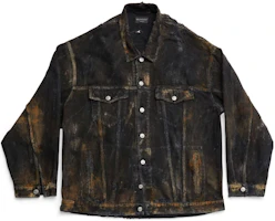 Balenciaga SS23 Black Tie-Dye Denim Jacket Loose Fit Long Sleeve 748022TBP471363 Balenciaga SS23 Black Tie-Dye Denim Jacket Loose Fit Long Sleeve 748022TBP471363